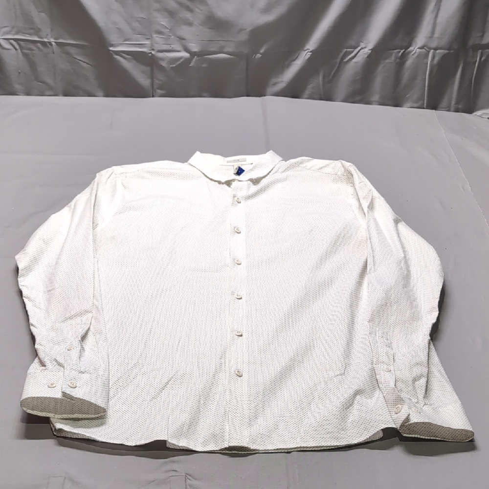 Artefact Mens Polka Dot White Casual Button Down Shirt Classic Size L